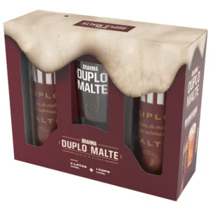 Kit Brahma Duplo Malte 350ml 2 Unidades + Copo Brahma